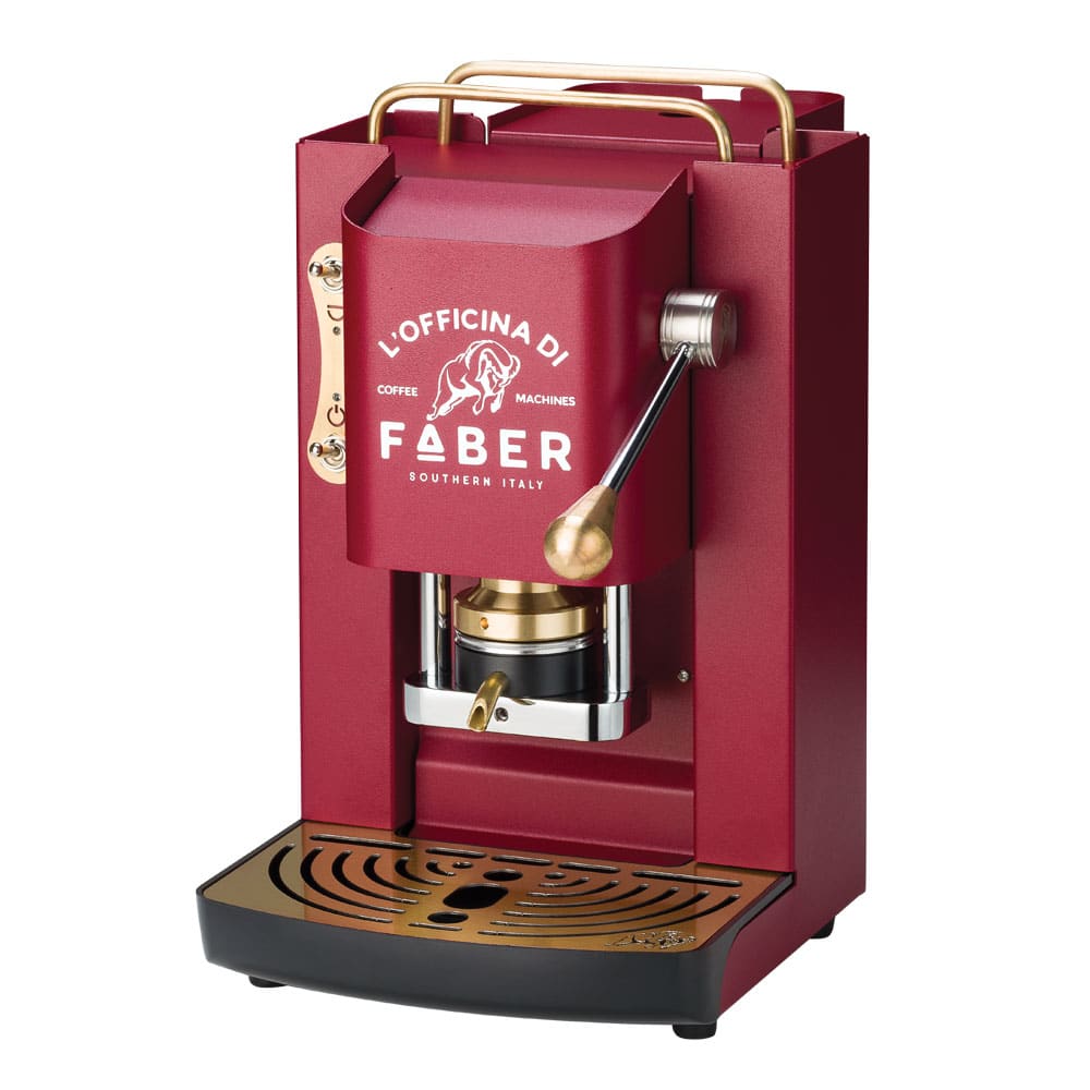 Macchina da Caffè Faber Pro Deluxe Ottone Cialda E.s.e Cherry Red