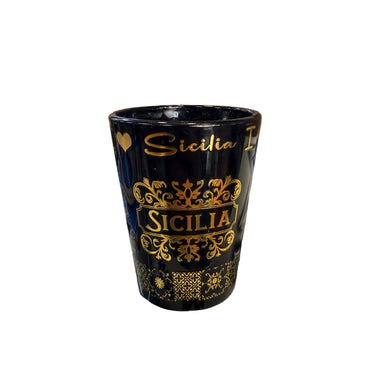 Bicchierini Nero e Oro da Caffè Siciliano 4pz + Sotto Bicchierini 4pz
