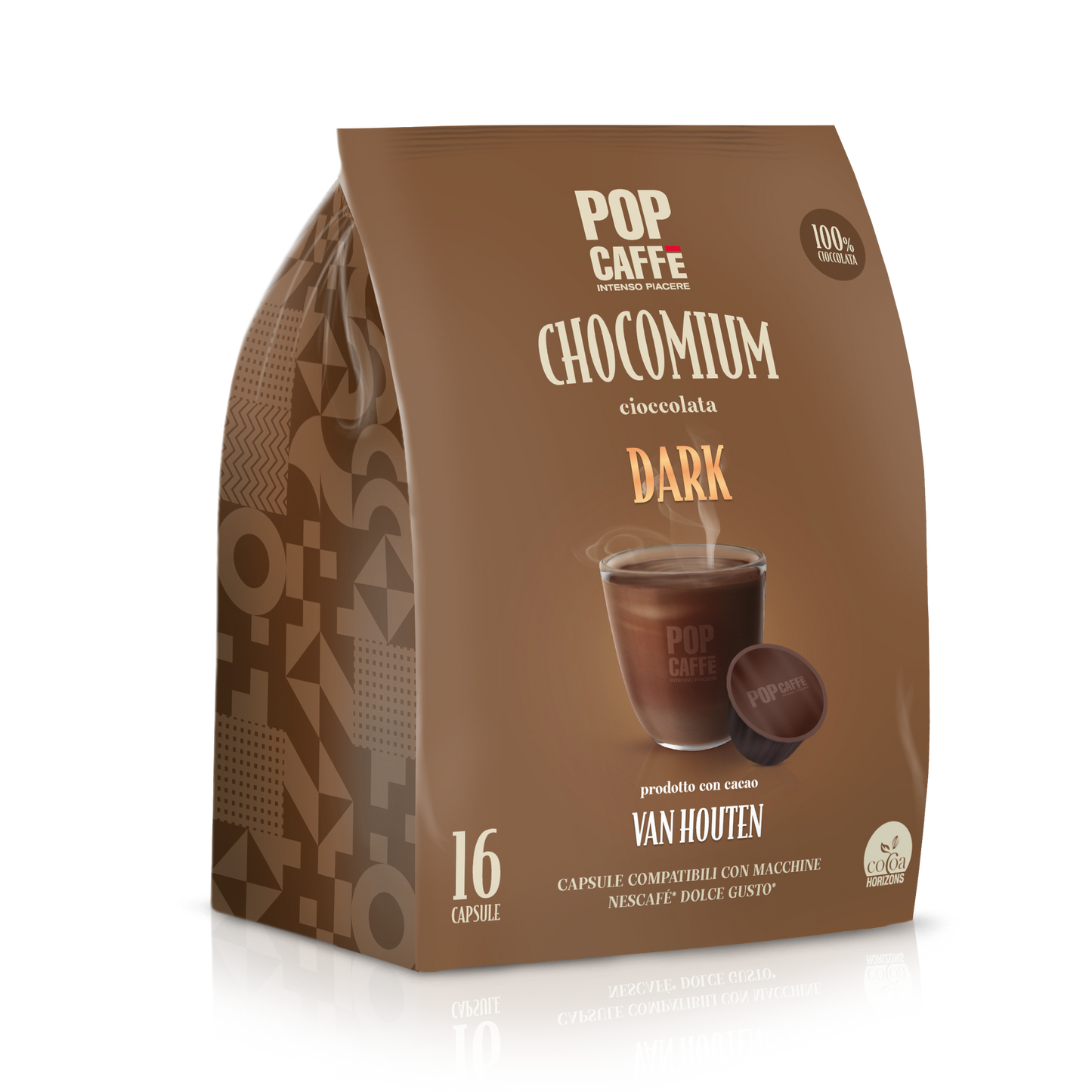 Pop Caffe Getränke Kompatibel mit Dolce Gusto Kapseln E-Gusto Chocomium Dark 16 Stück