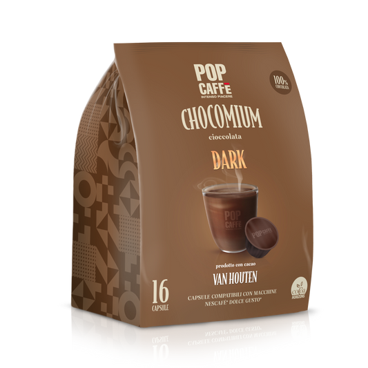 Pop Caffe Getränke Kompatibel mit Dolce Gusto Kapseln E-Gusto Chocomium Dark 16 Stück