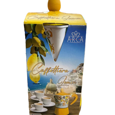 Caffettiera Moka Siciliana – Decoro Limoni di Sicilia 3 Tazze