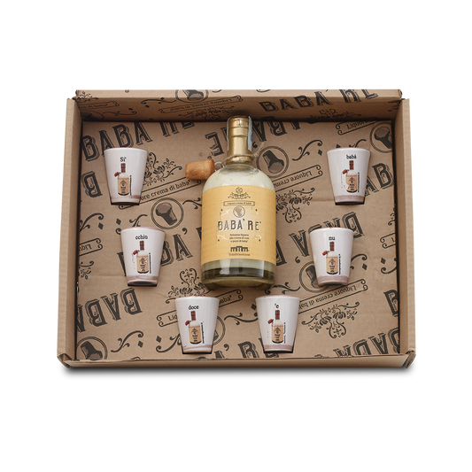 Crema Di Liquore Babà Re 500 ml Box con 6 Bicchierini