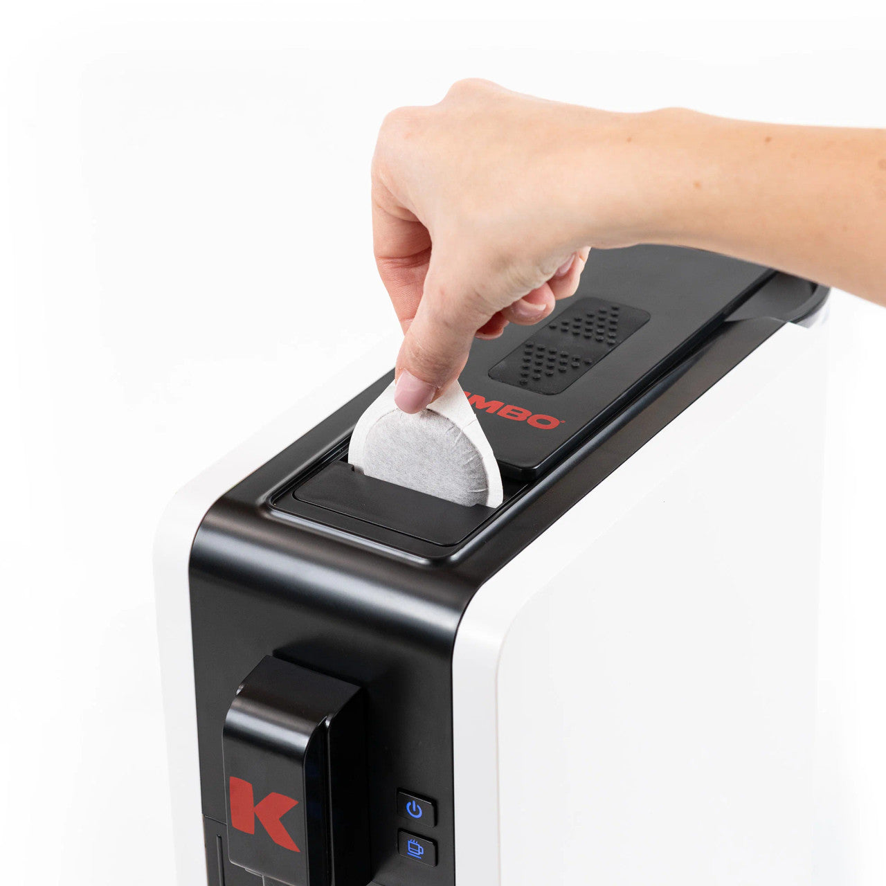 Máquina de cápsulas Kimbo con expulsión automática blanca con 50 cápsulas Pompei de regalo