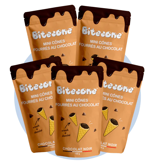 BITECONE Mini Waffelhörnchen mit Zartbitterschokolade gefüllt 5x100g