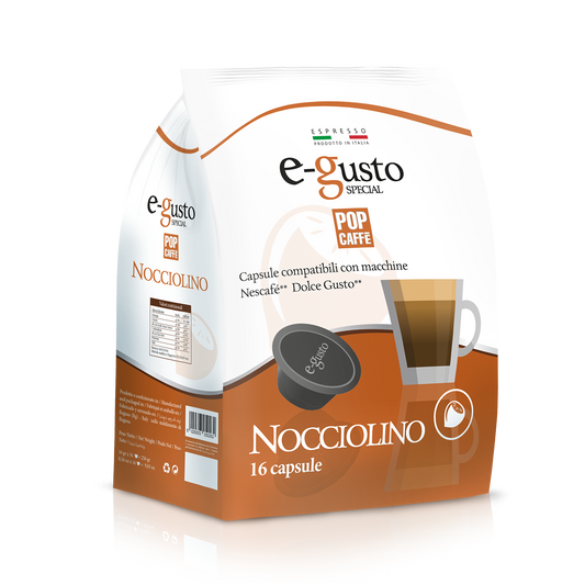 Pop Caffe Getränke Kompatibel mit Dolce Gusto E-Gusto Nocciolino 16 Stück
