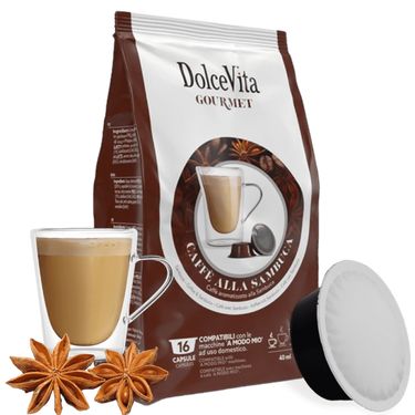 Dolce Vita Kompatibel mit Lavazza A Modo Mio Kaffee Alla Sambuca 16 Stück