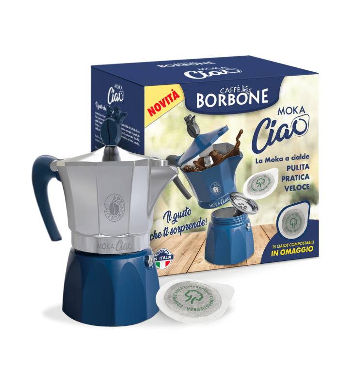 Borbone Caffettiera MokaCiao Blu Cialde