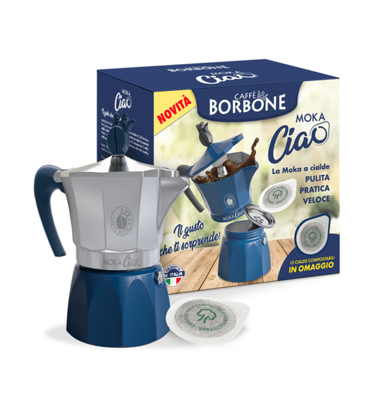 Borbone Caffettiera MokaCiao Blu Cialde